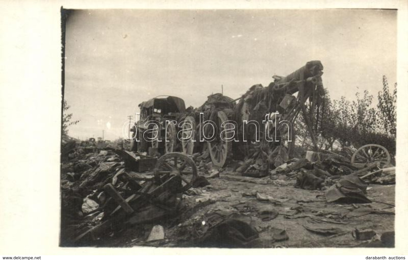 * T2 Isonzo. Találatot Kapott Trén és Az ágyúkat Húzó Gépkocsi, Megsemmisült Csapat / WWI Damaged Austro-Hungarian K.u.K - Zonder Classificatie