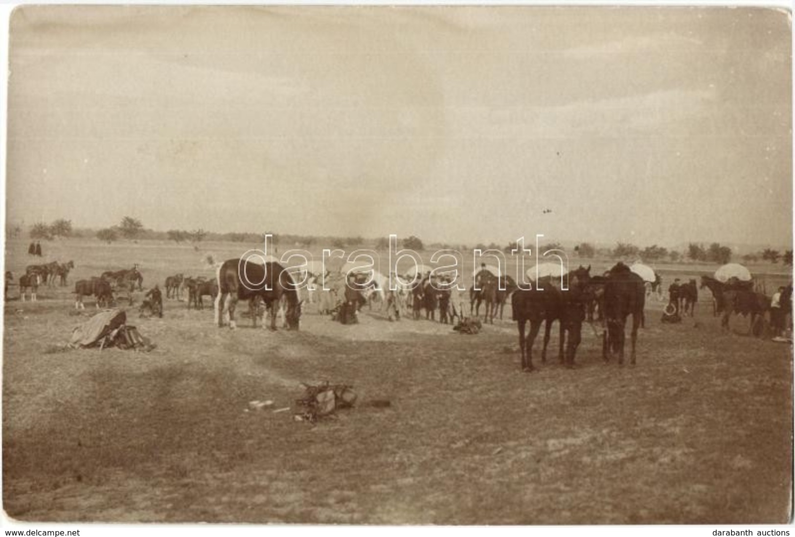 * T2/T3 1917 Táborozó Katonai Trén (málhás Szekerek Menetoszlopa és Legénysége) / Camping WWI Transportation Of Austro-H - Zonder Classificatie