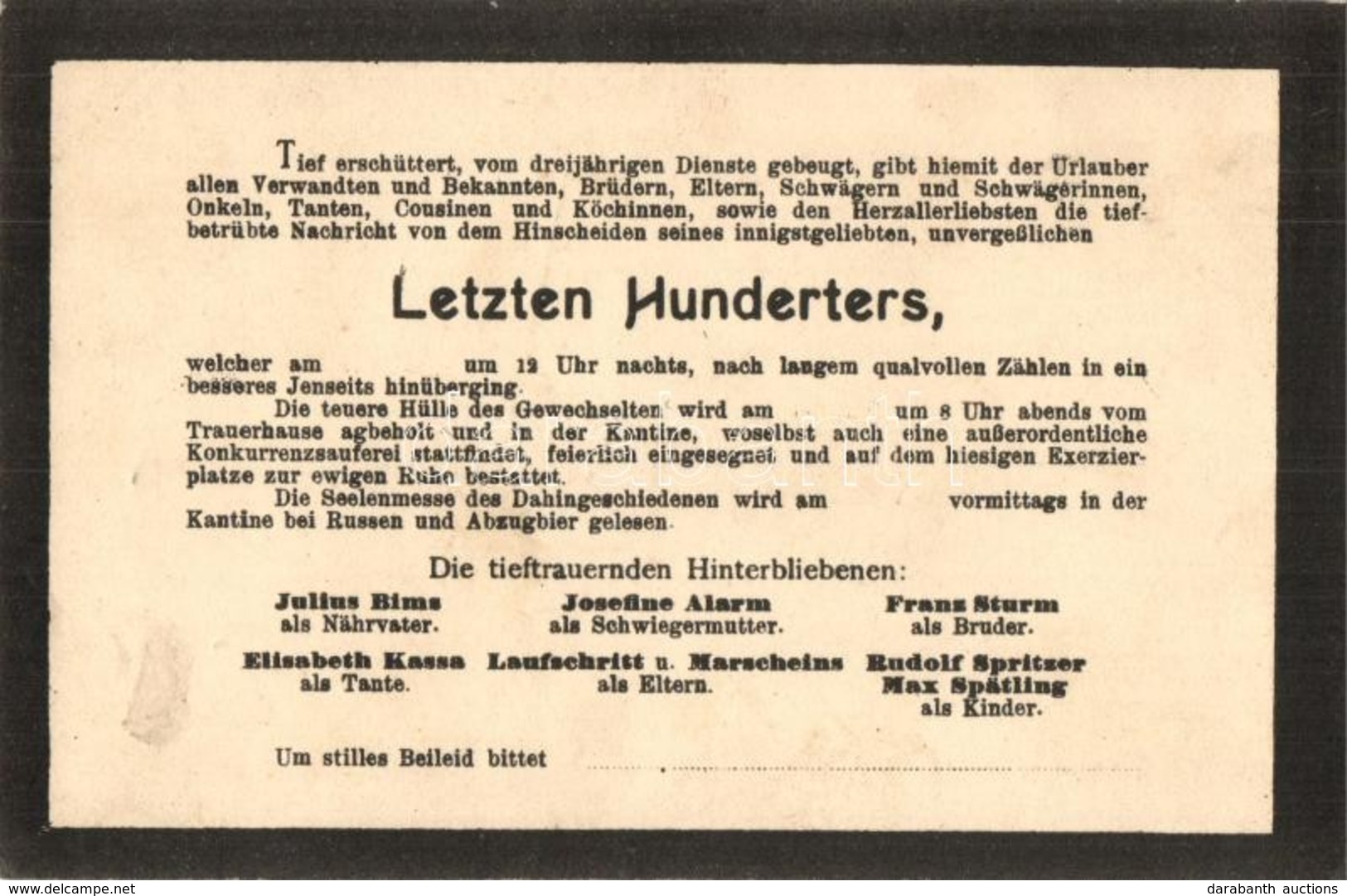 ** T2 Letzten Hunderters. Die Tieftrauernden Hinterbliebenen / Last Hundreds. WWI K.u.k. Military Memorial Postcard. Mus - Unclassified