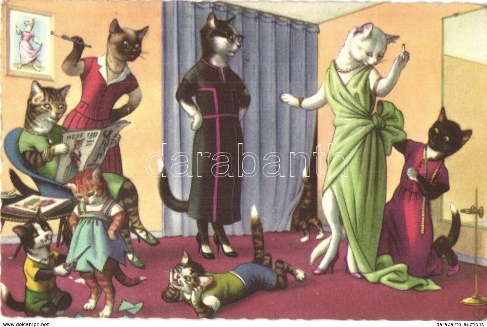 T2/T3 Cats In The Dress Salon. Alfred Mainzer - Modern Postcard (gluemark) - Unclassified