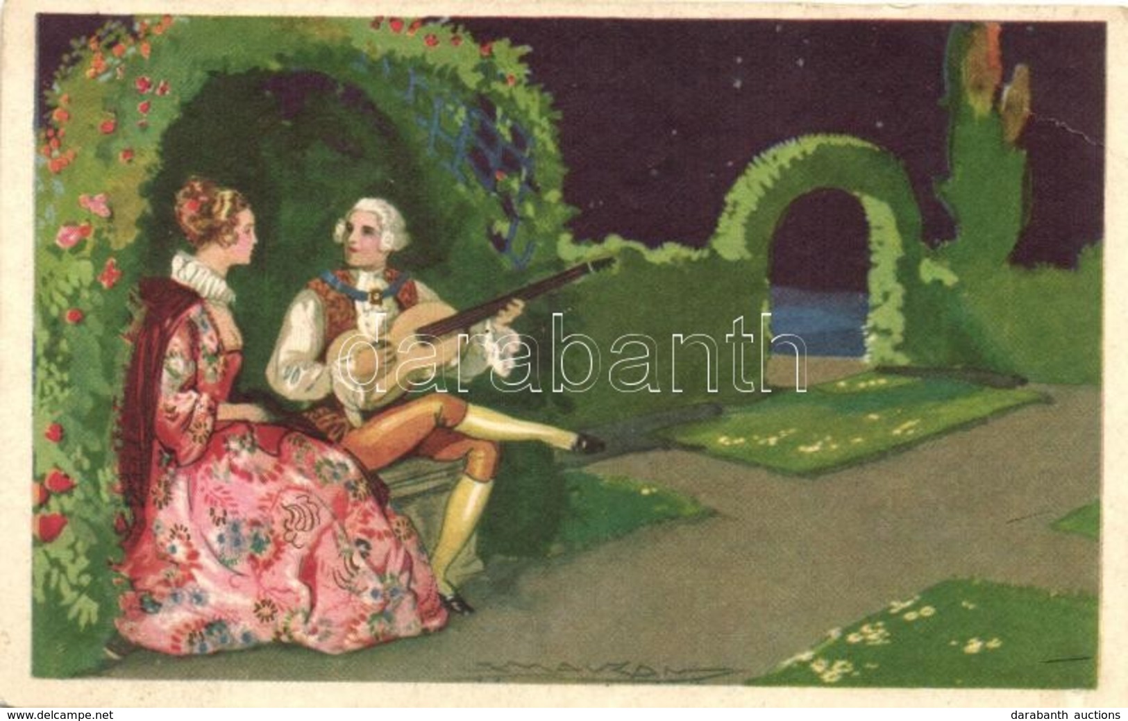 * T2/T3 Italian Art Postcard, Romantic Couple, Degami 1062. S: Mauzan - Unclassified