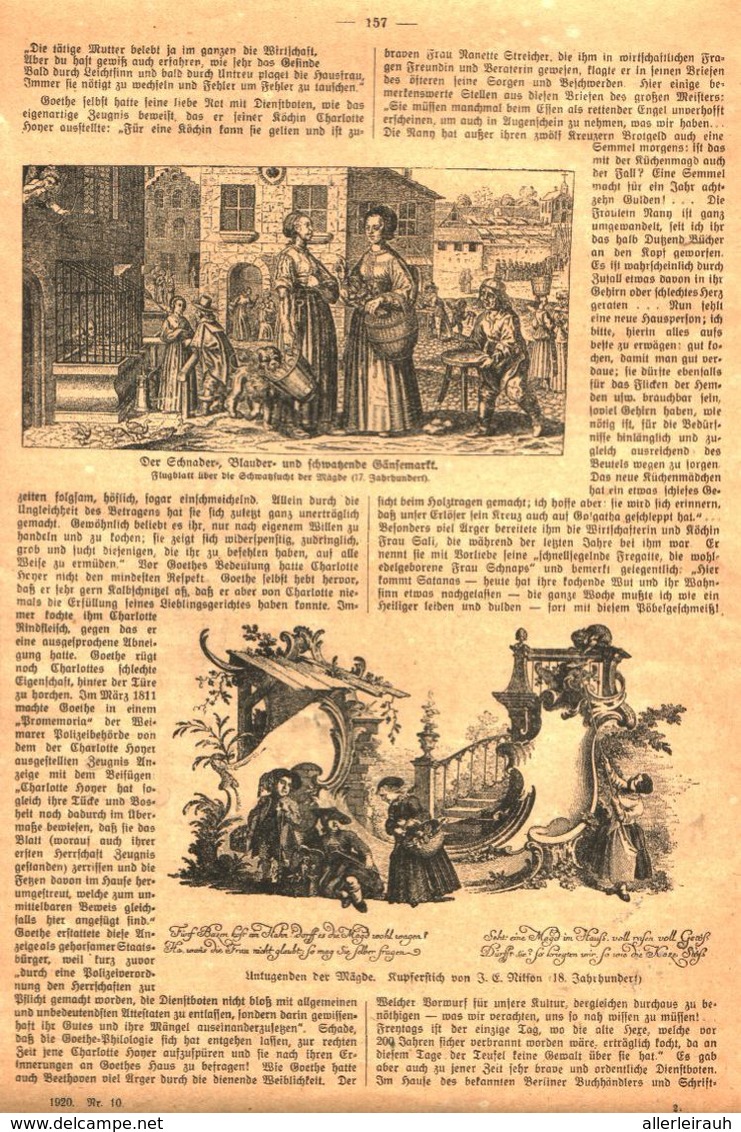 Magd-Dienstmädchen-Hausangestellte (von Wilhelm Widmann)  / Druck, Entnommen Aus Zeitschrift / 1920 - Colis