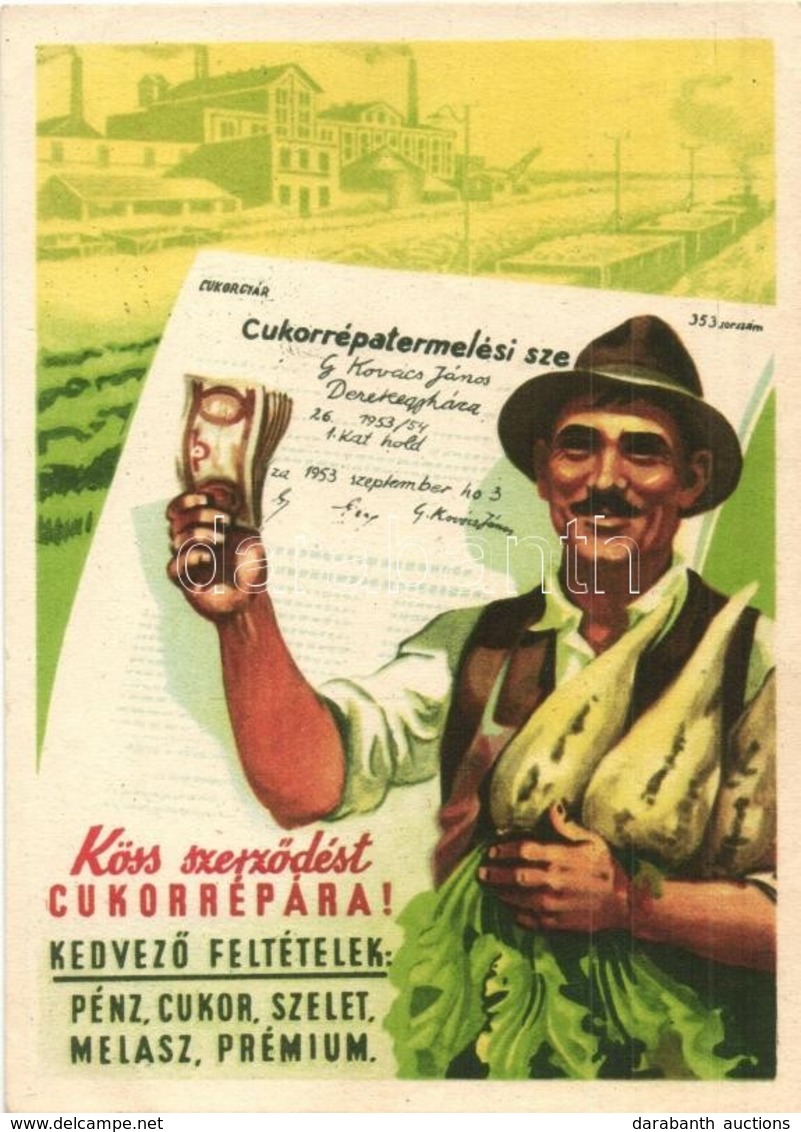 ** T2/T3 Köss Szerződést Cukorrépa Termelésre! / Hungarian Socialist Propaganda, Sugar Beet Production Advertisement Car - Zonder Classificatie