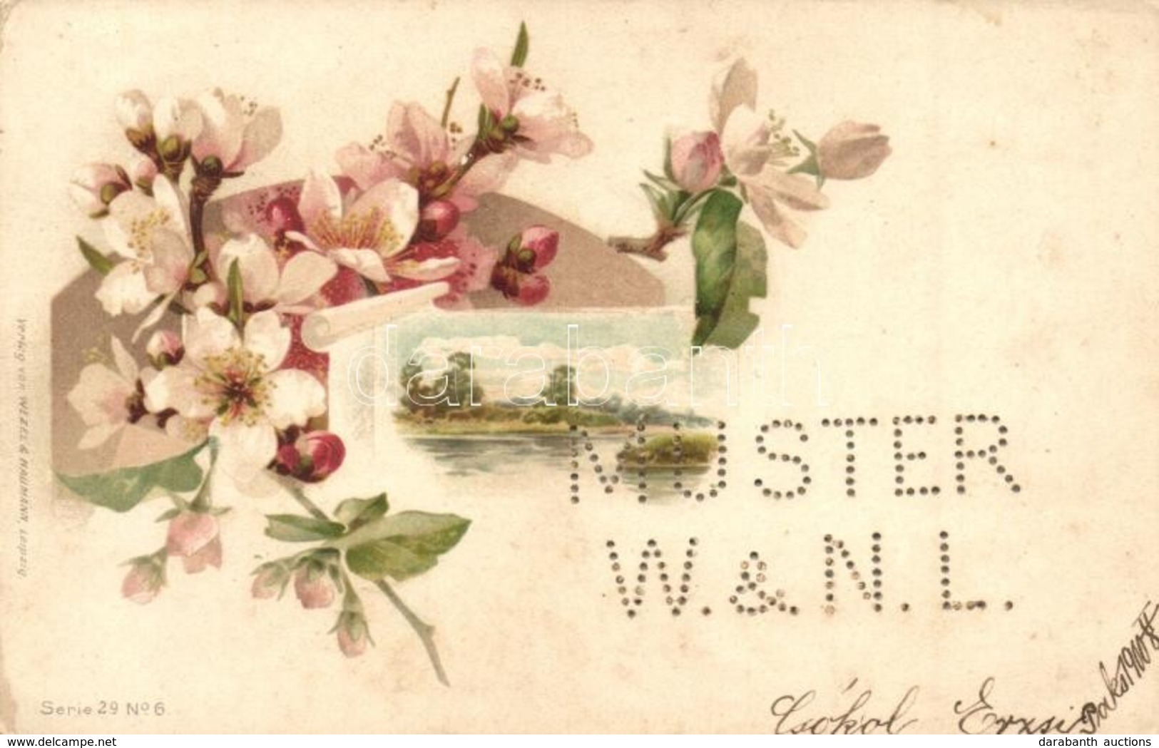 * T2 1900 Floral Greeting Litho Art Postcard. Wezel & Naumann Serie 29. No. 6., Leipzig. Test Copy Of Muster W. & N. L. - Zonder Classificatie