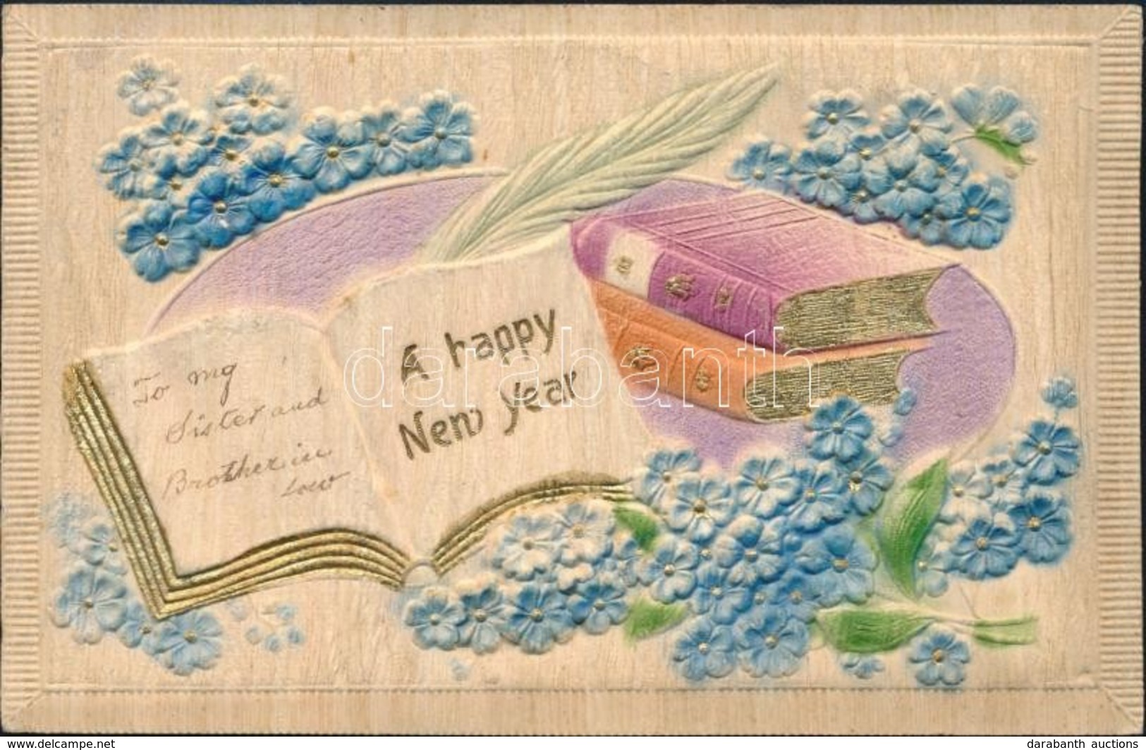 T2/T3 Happy New Year! New Year Greeting Card. Emb. Litho (EK) - Zonder Classificatie