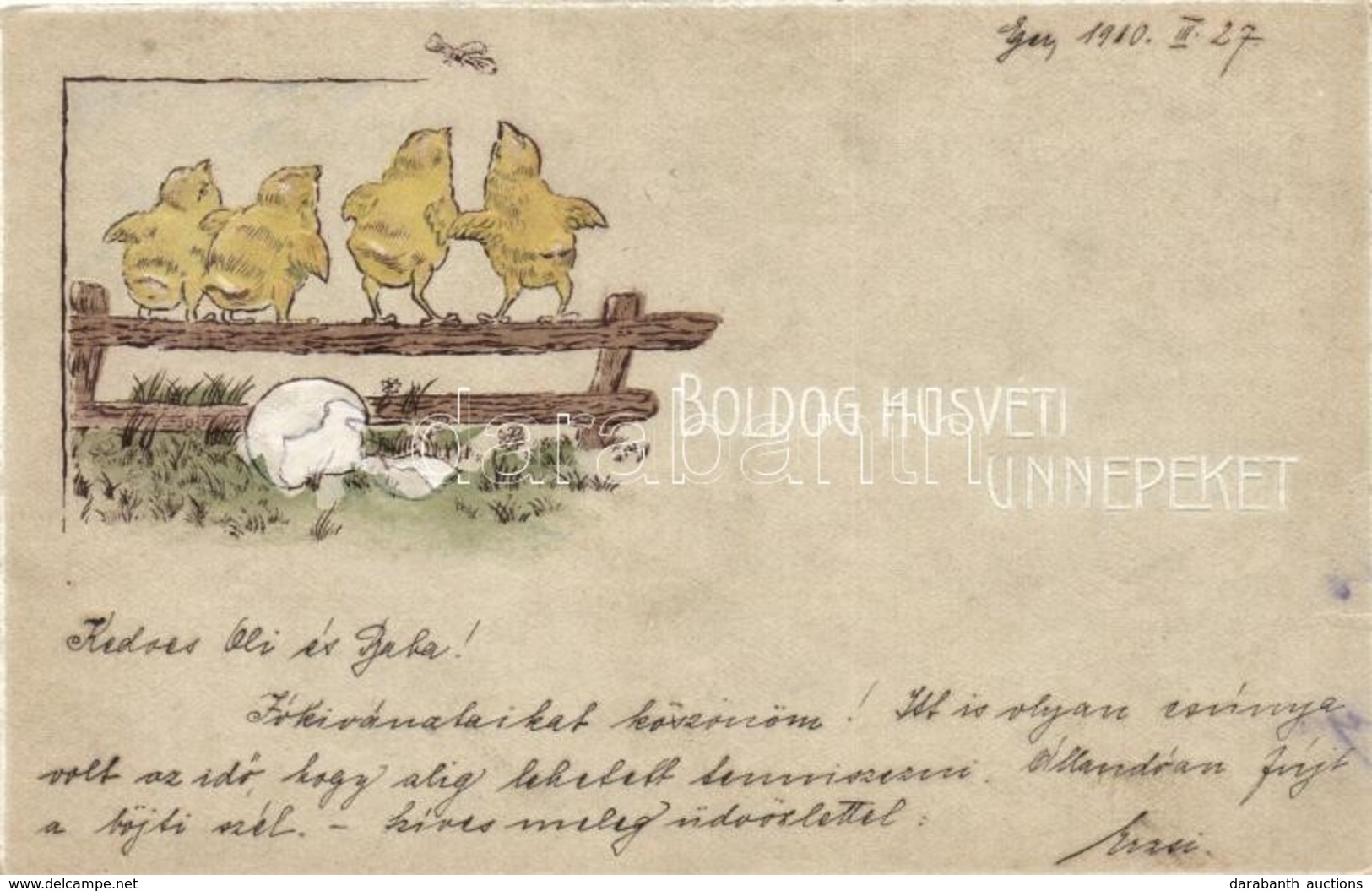 * T2 'Boldog Húsvéti Ünnepeket' / Easter, Chicken On The Fence, Emb. - Unclassified