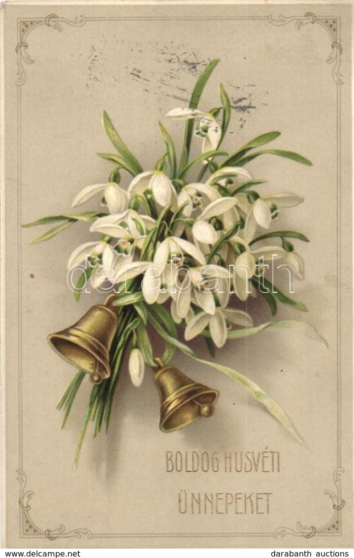 T2 'Boldog Húsvéti Ünnepeket'  / Easter, Flowers, Bells, Litho - Zonder Classificatie