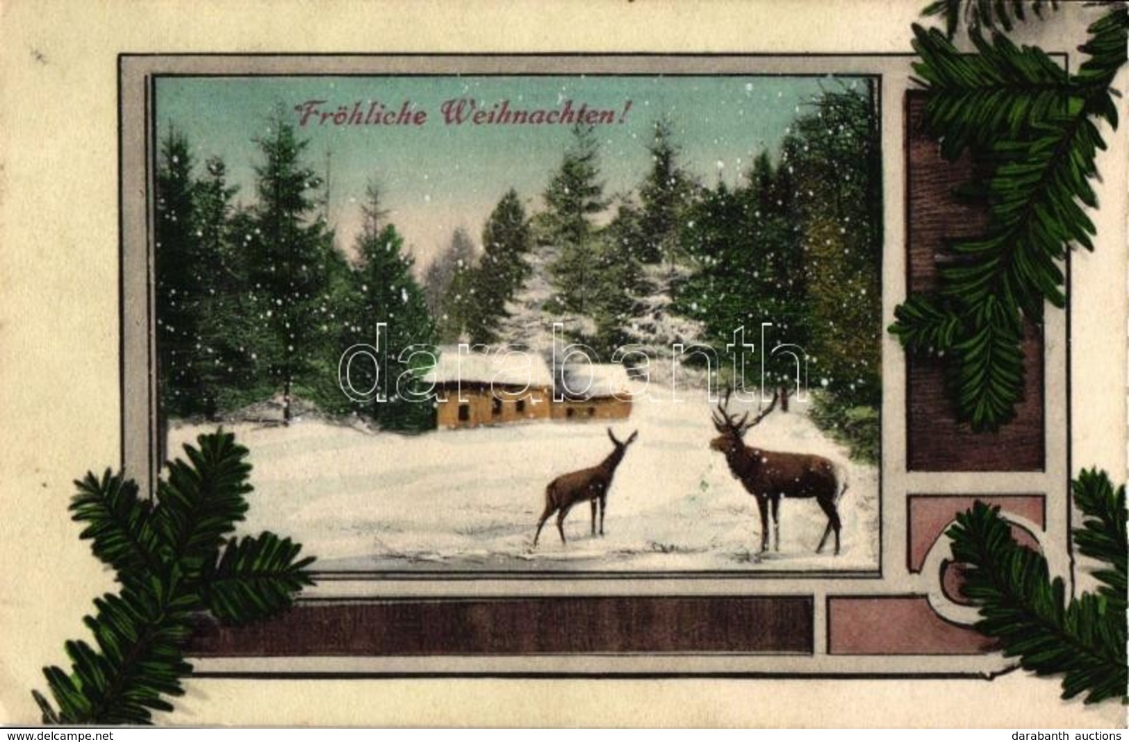 T2/T3 'Förhliche Weichnachten' / Christmas, Deer, Pine Branches (EK) - Zonder Classificatie