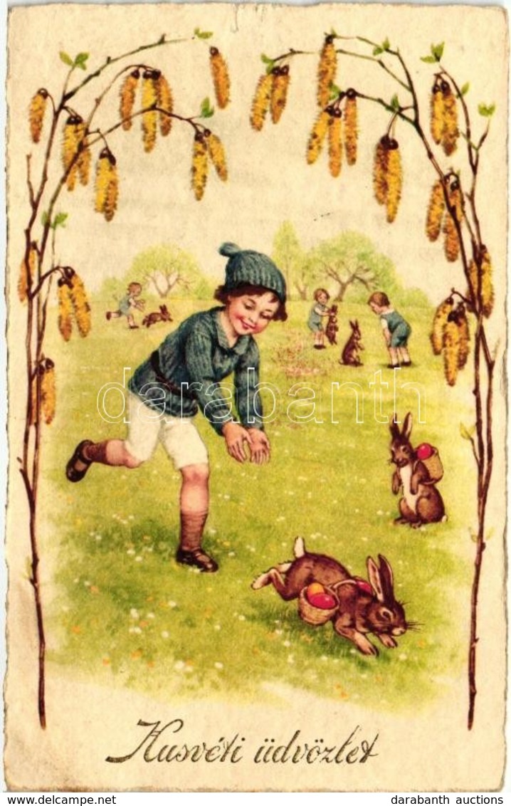 T2/T3 Easter, Child With Rabbits, Litho (EK) - Zonder Classificatie