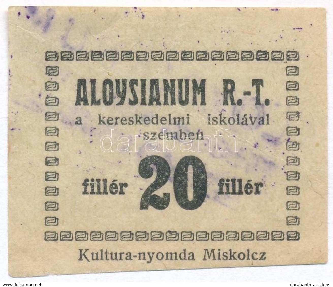 Miskolc(?) DN 20f 'Aloysianum RT' T:II - Unclassified