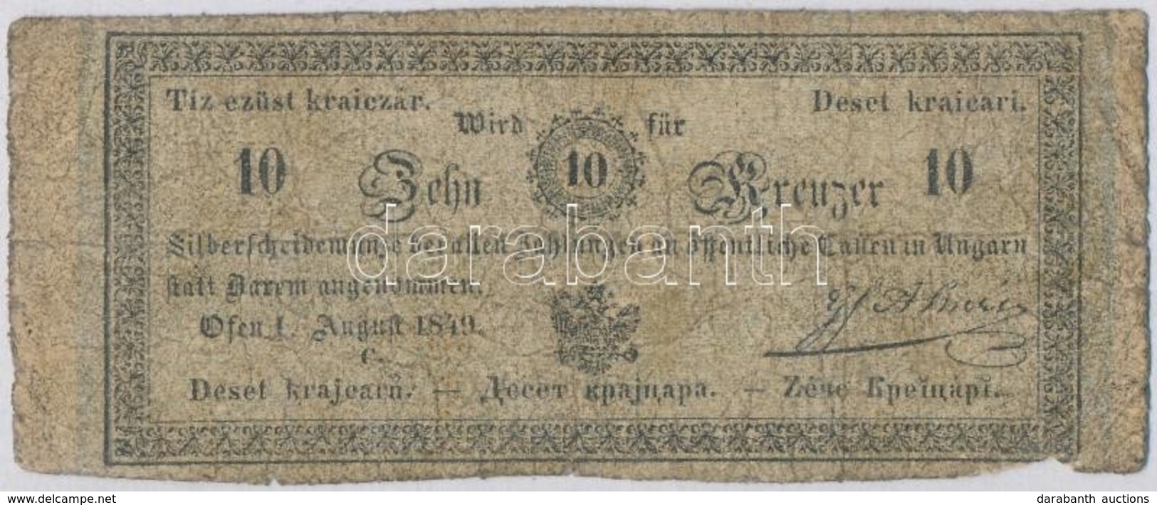1849. 10kr 'Almásy' T:IV 
Hungary 1849. 10 Krajczár 'Almásy' C:G 
Adamo G101 - Zonder Classificatie