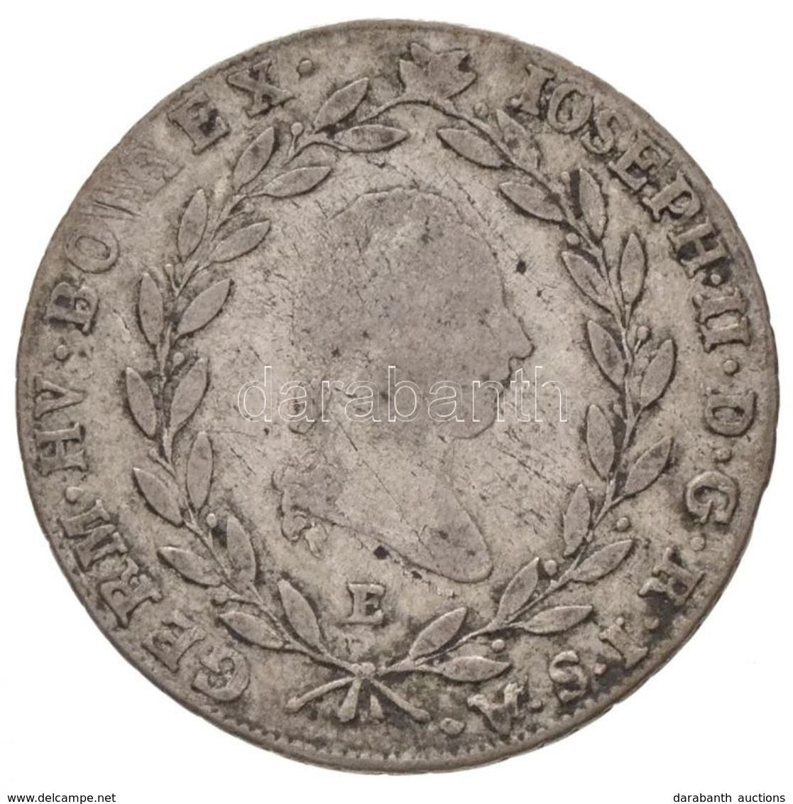 1784E 20kr Ag 'II. József' Gyulafehérvár (6,58g) T:2-,3 Patina / Hungary 1784E 20 Kreuzer Ag 'Joseph II' Alba Iulia (6,5 - Unclassified