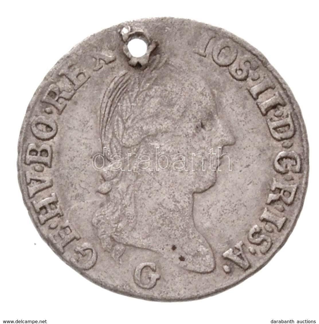 1787G 3kr Ag 'II. József' T:3 Ly.
Hungary 1787G 3 Kreuzer Ag 'Joseph II' C:F Hole
Huszár: 1894; Unger III.: 1336.c - Zonder Classificatie