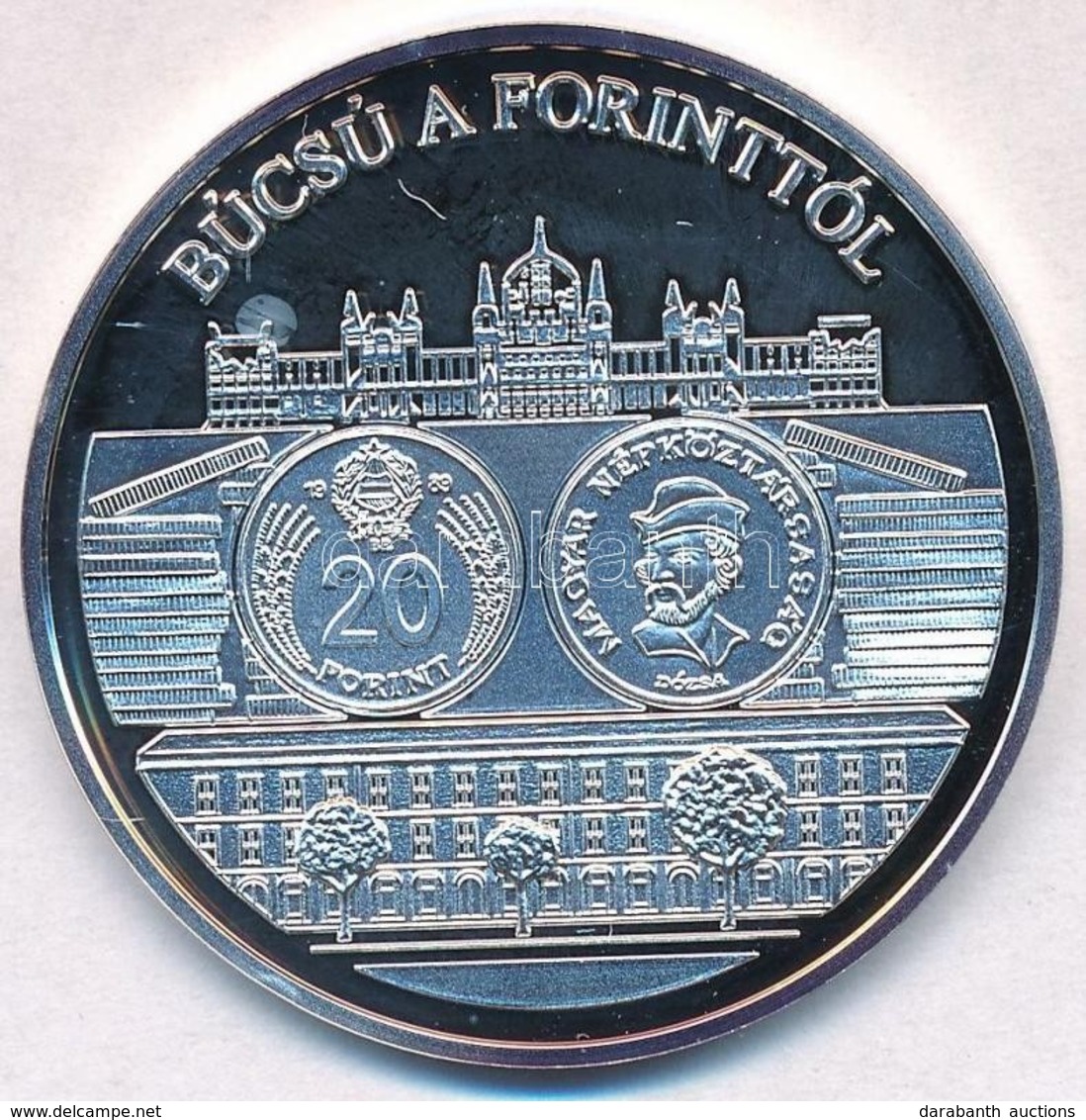 DN 'A Magyar Pénz Krónikája - Búcsú A Forinttól' Ag Emlékérem Tanúsítvánnyal (20g/0.999/38mm) T:PP - Unclassified