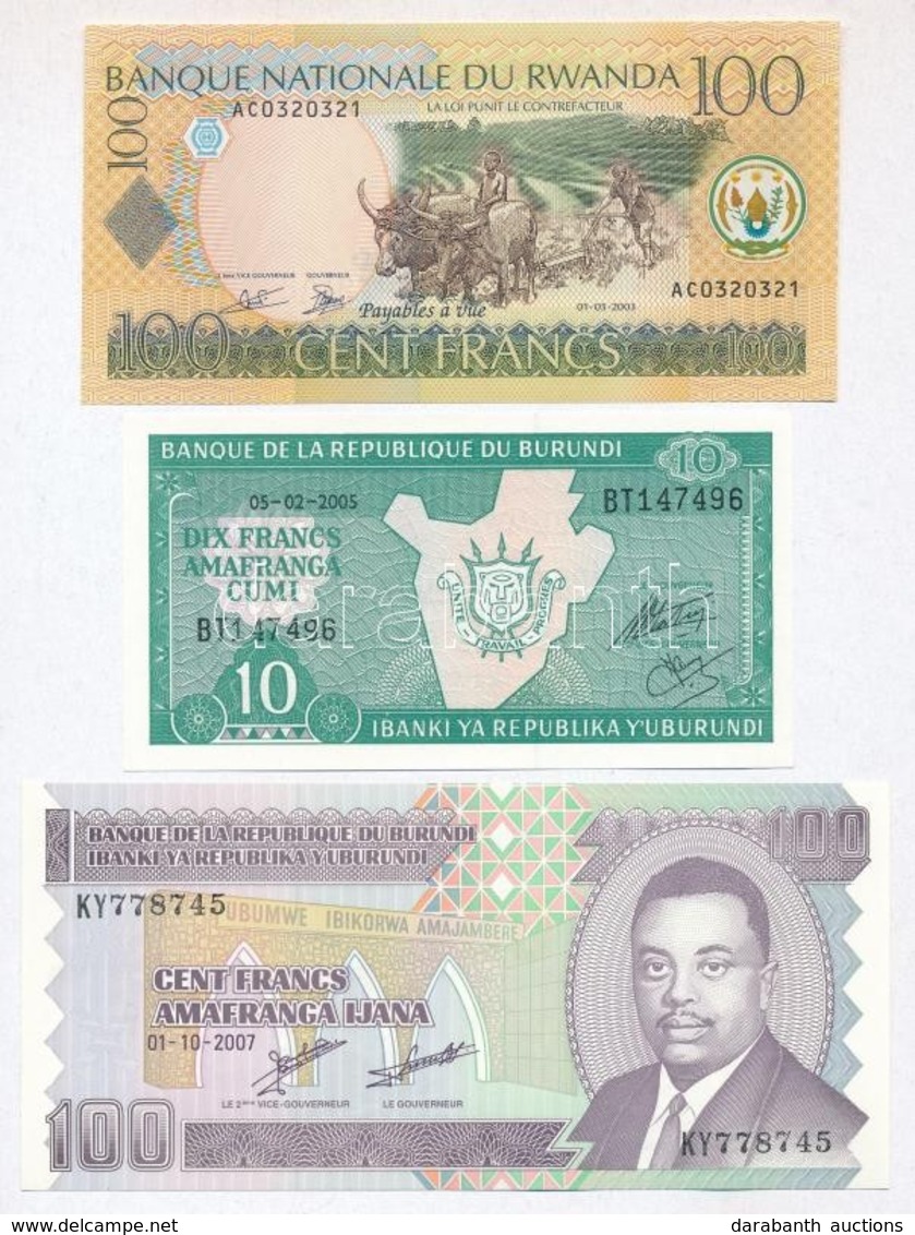 Burundi 1988-2007. 10Fr-100Fr 5db Különböző Bankjegy + Ruanda 2003. 100Fr T:I
Burundi 1988-2007. 10 Francs - 100 Francs  - Zonder Classificatie