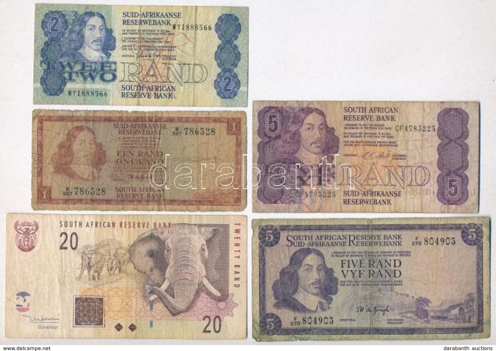 Dél-Afrika ~1970-1990. 1R-20R (9xklf) Mind Különböző Bankjegy T:III,III-
South Africa ~1970-1990. 1 Rand - 20 Rand (9xdi - Zonder Classificatie