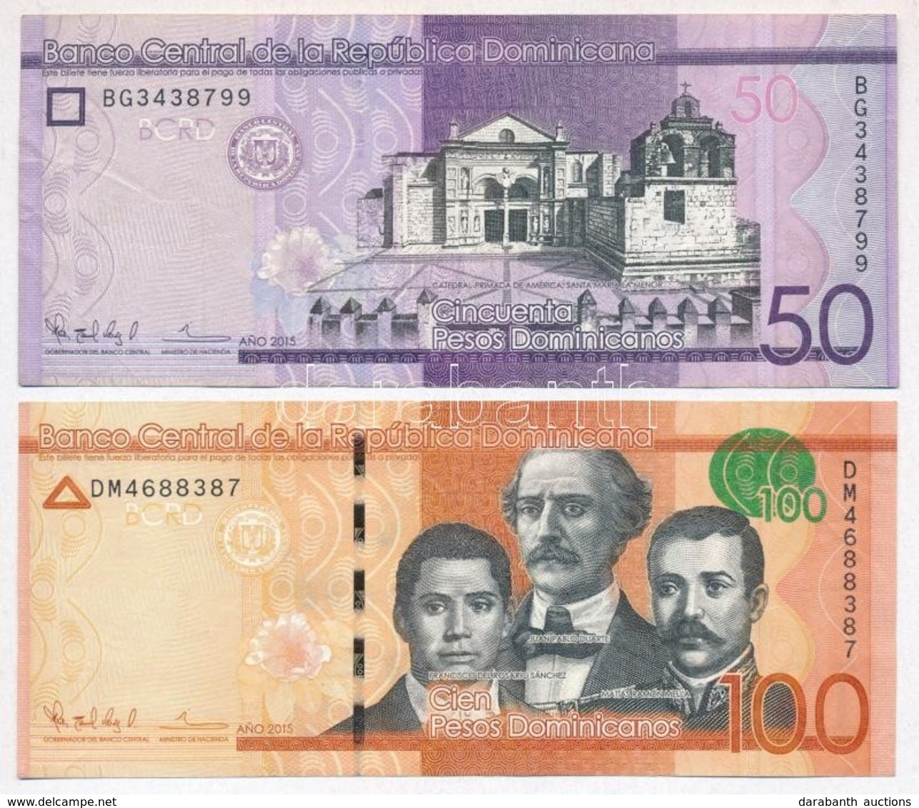 Dominikai Köztársaság 2015. 50P + 100P T:III
Dominican Republic 2015. 50 Pesos + 100 Pesos C:F - Zonder Classificatie