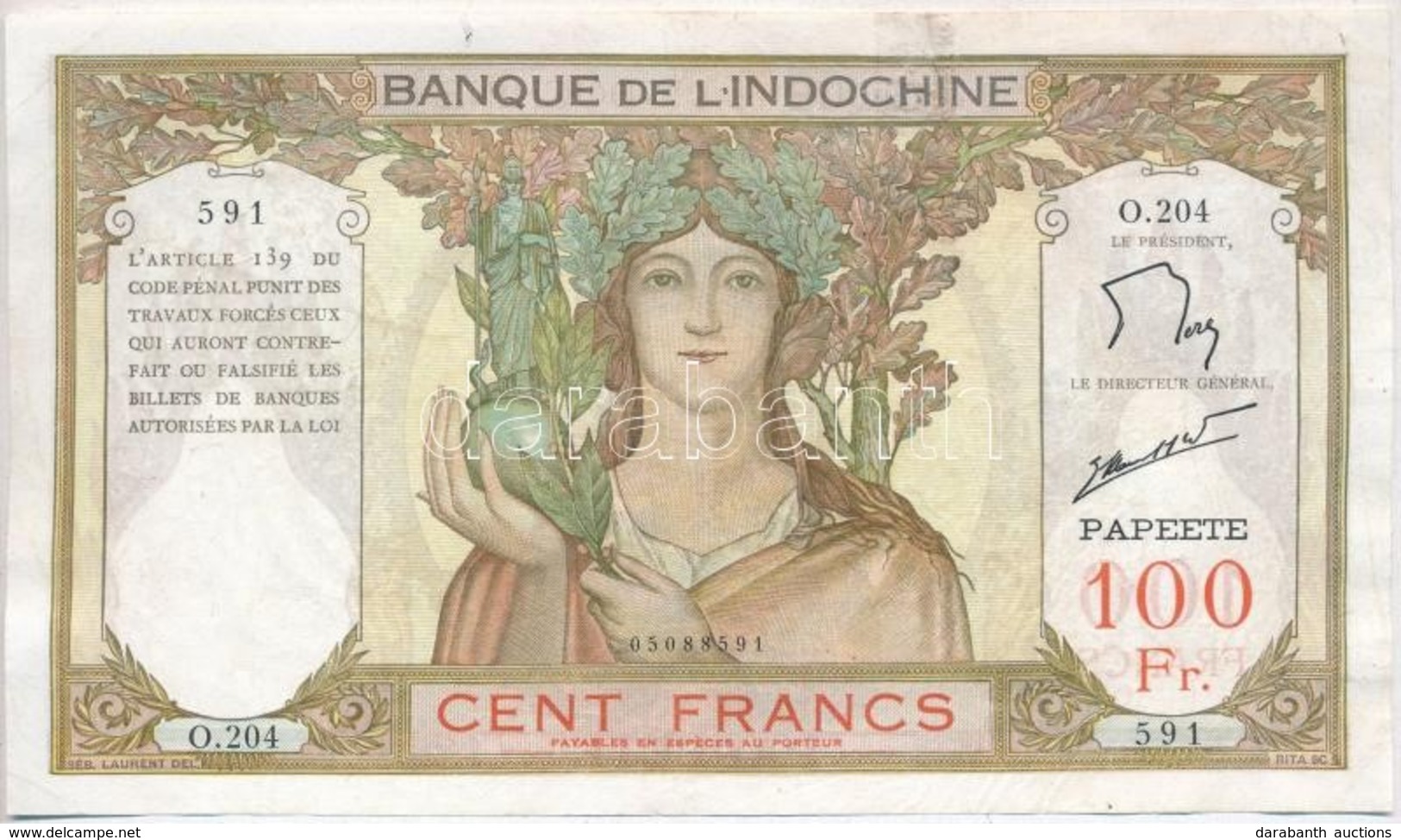 Francia Szomáliföld 1928-1938. 100Fr T:III Részben Restaurált
French Somaliland 1928-1938. 100 Francs C:F Partially Rest - Zonder Classificatie