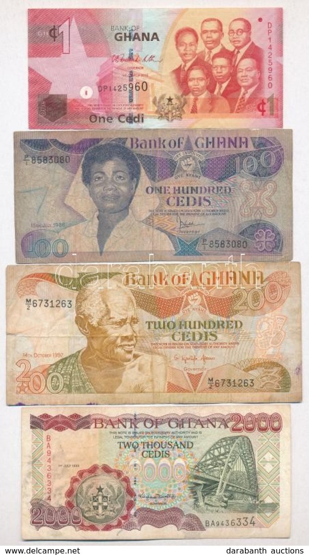 Ghána 1978-2010. 1C-2000C 7db Különböző Bankjegy T:I-,II,III
Ghana 1978-2010. 1 Cedi - 2000 Cedis 7pcs Of Different Bank - Zonder Classificatie