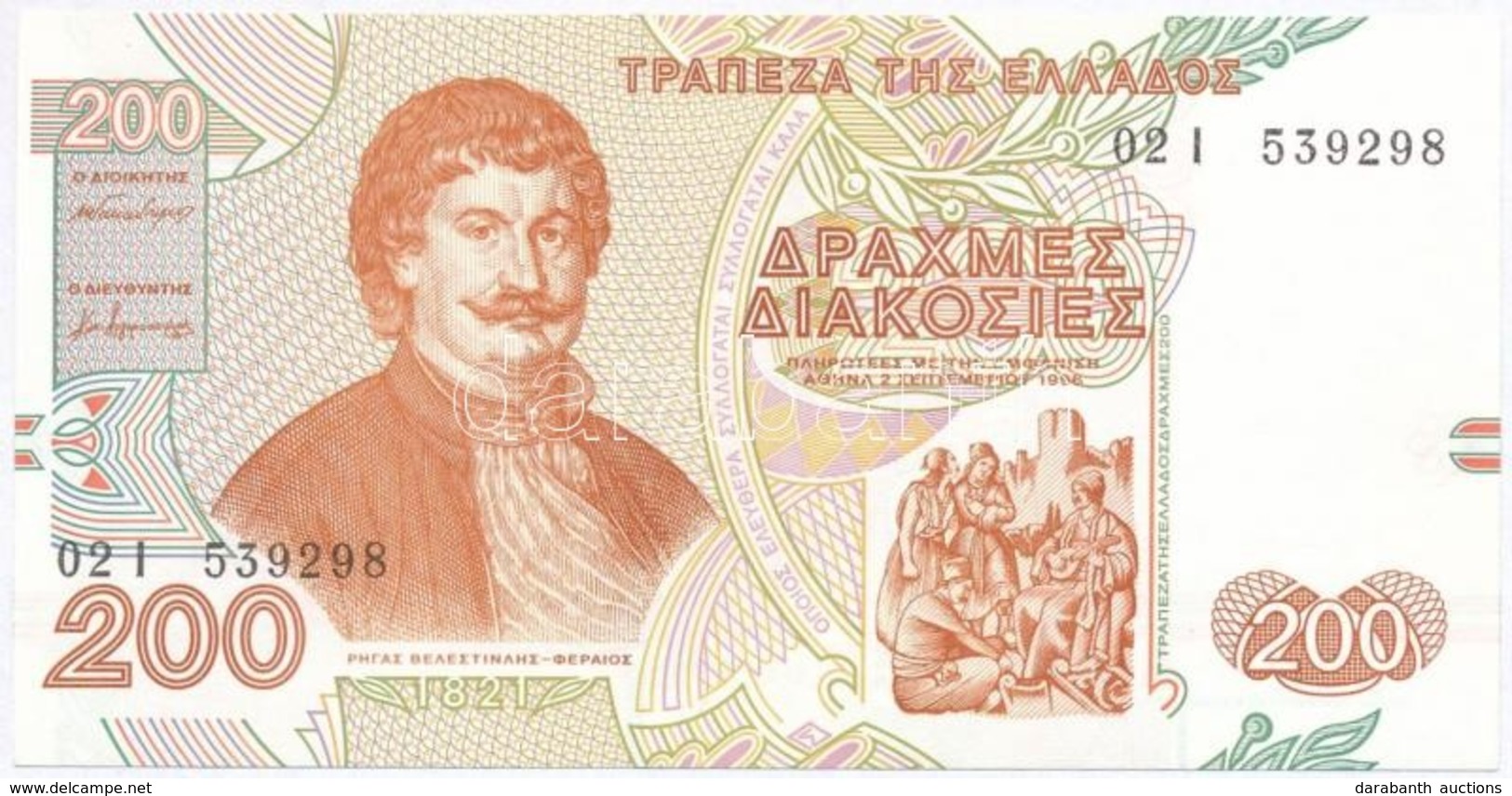 Görögország 1996. 200D T:I- 
Greece 1996. 200 Drachmaes C:AU 
Krause 204.a - Zonder Classificatie