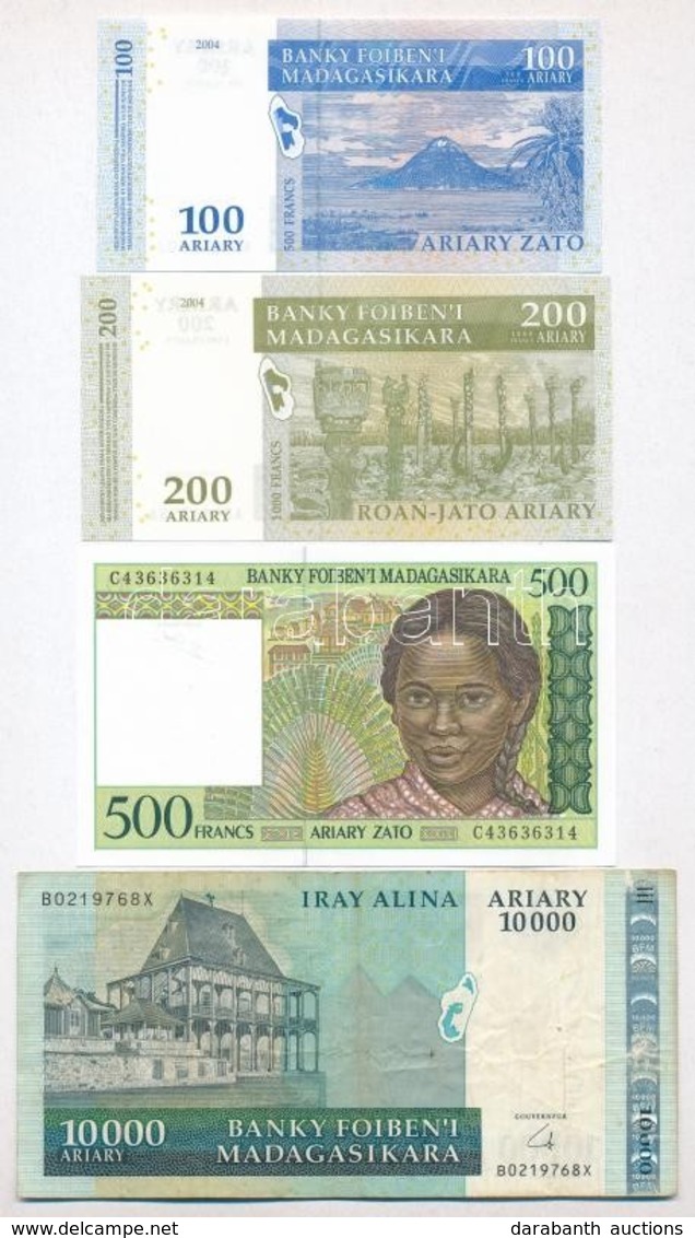 Madagaszkár 1994. 500Fr + 2004. 100A + 200A + 2009. 10.000A T:I-,III
Madagascar 1994. 500 Francs + 2004. 100 Ariary + 20 - Zonder Classificatie