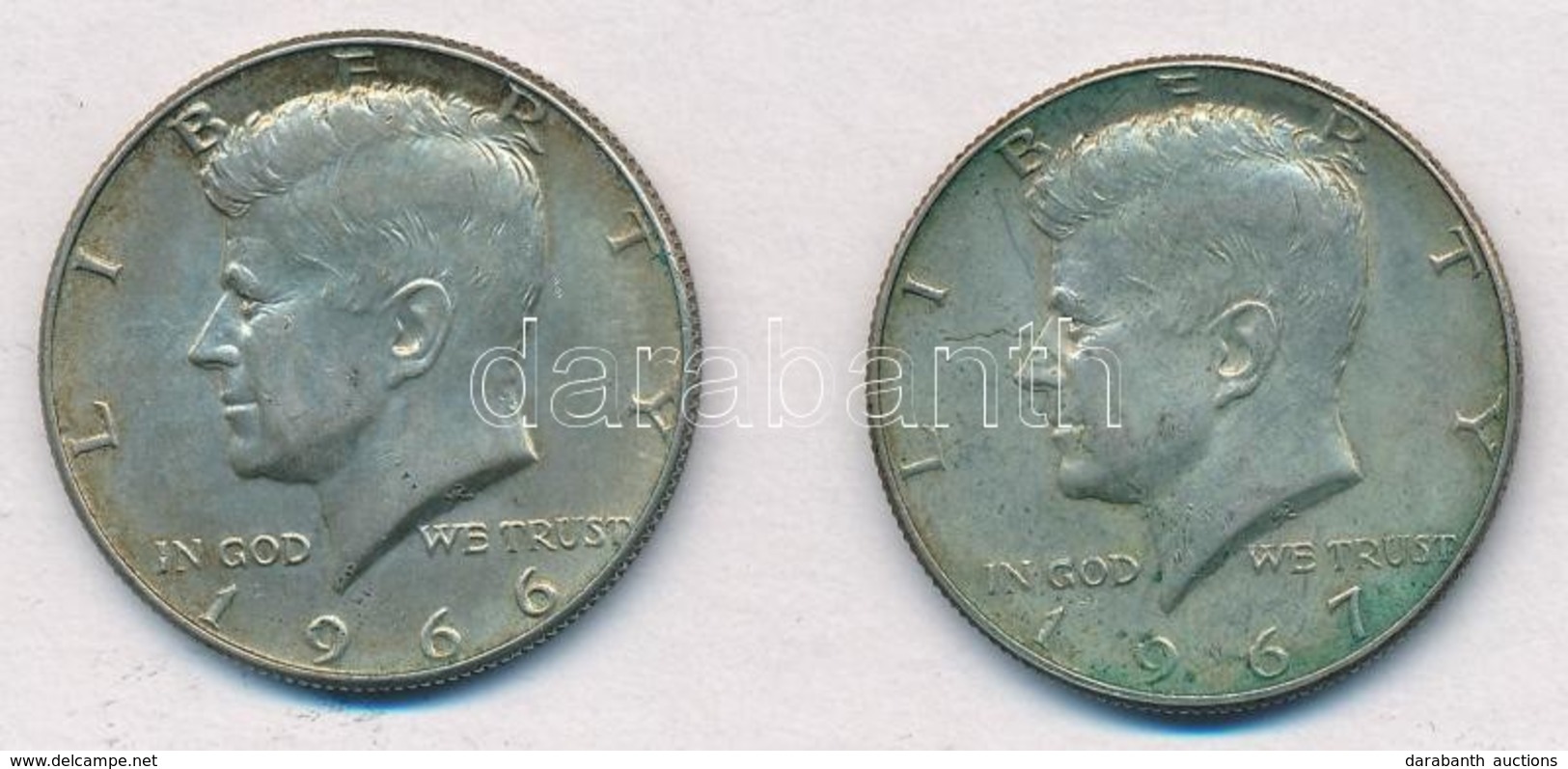 Amerikai Egyesült Államok 1966-1967. 1/2$ Ag 'Kennedy' (2x) T:1-,2 Patina
USA 1966-1967. 1/2 Dollar Ag 'Kennedy' (2x) C: - Zonder Classificatie