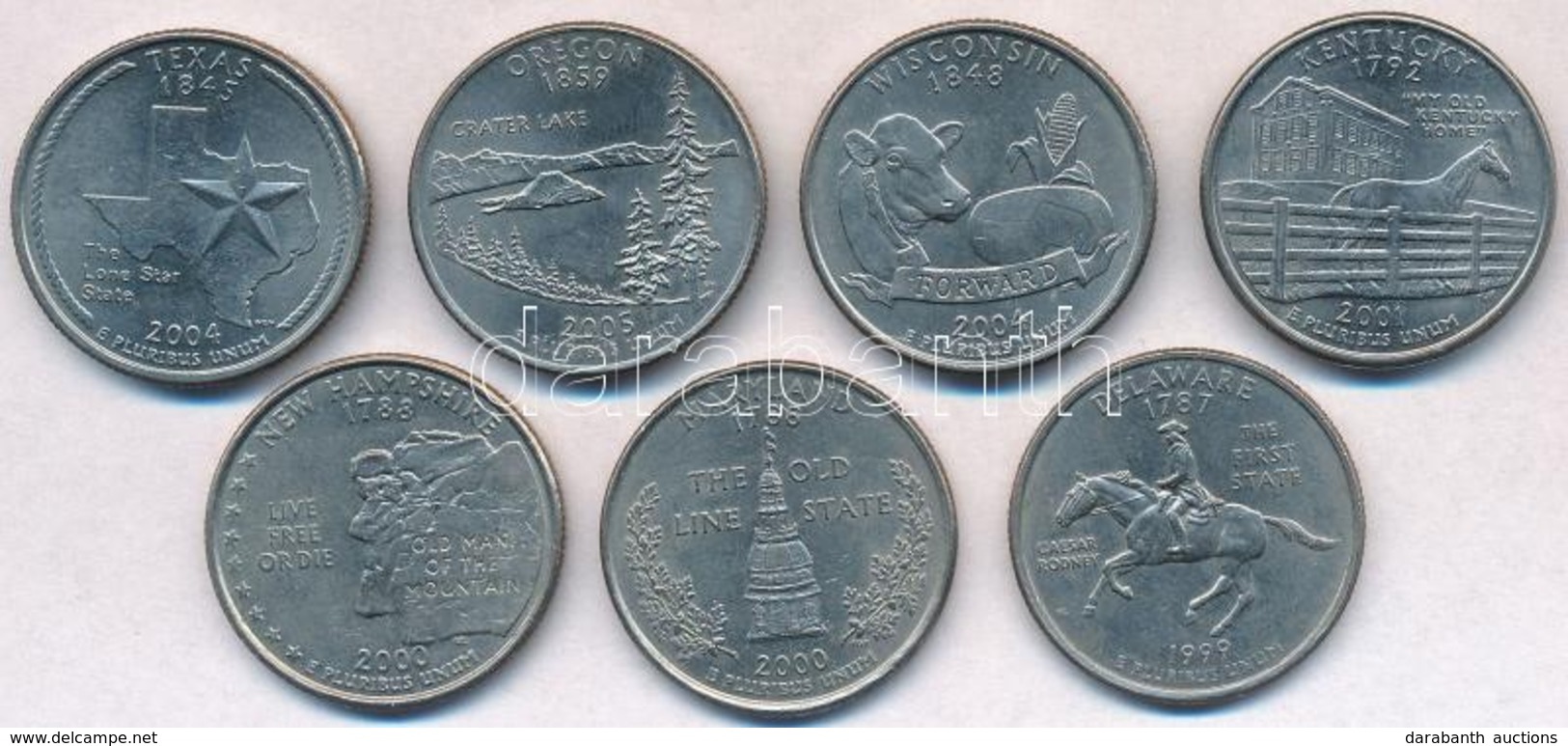 Amerikai Egyesült Államok 1999-2004. 25c Cu-Ni '50 állam' (7xklf) T:2 
USA 1999-2004. 25 Cents Cu-Ni '50 States Quarters - Zonder Classificatie