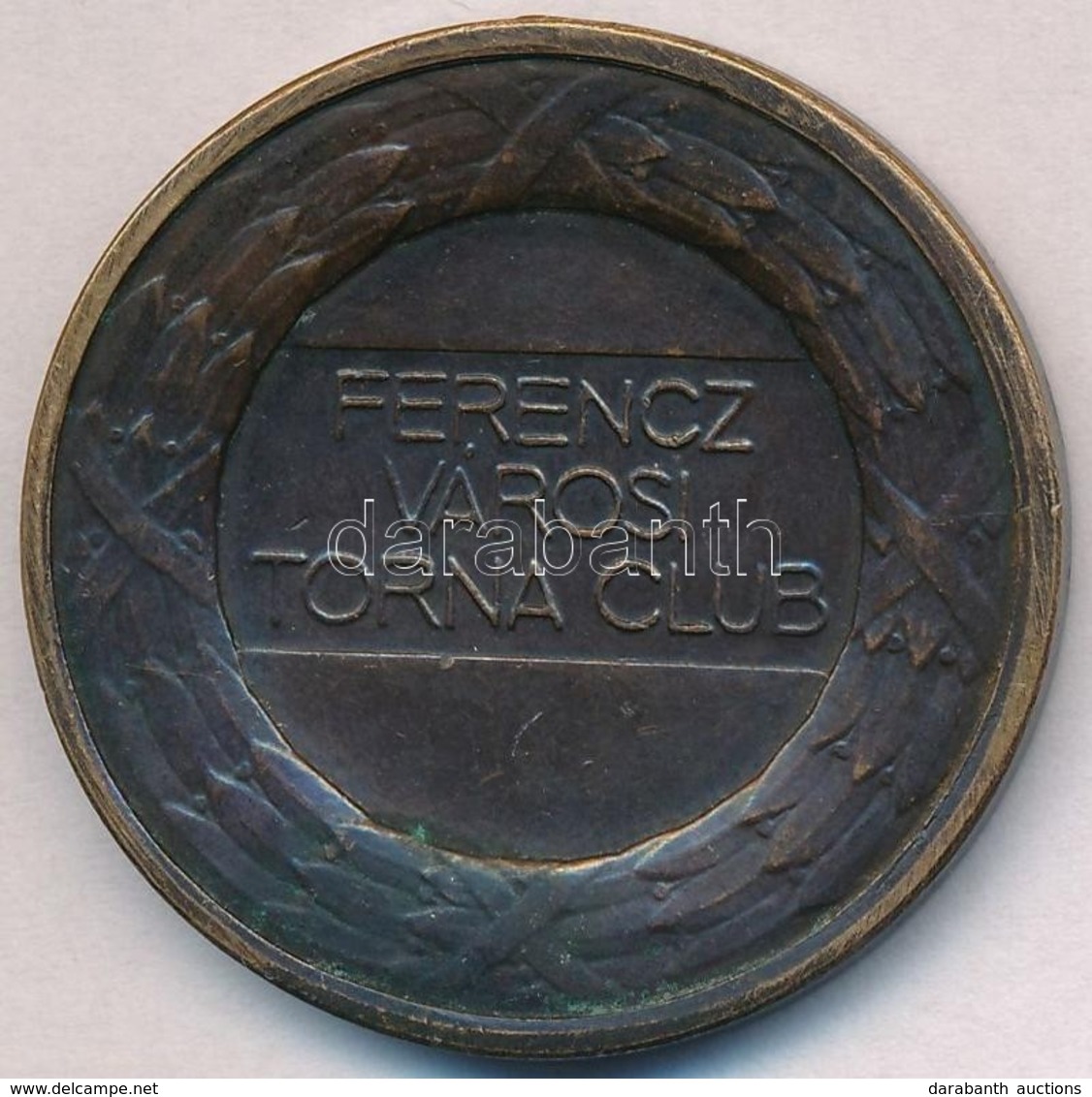 Berán Lajos (1882-1943) ~1940-1950. 'Ferencz Városi Torna Club' Br Díjérem (40mm) T:2,2- Ragasztónyom, Fülnyom - Zonder Classificatie