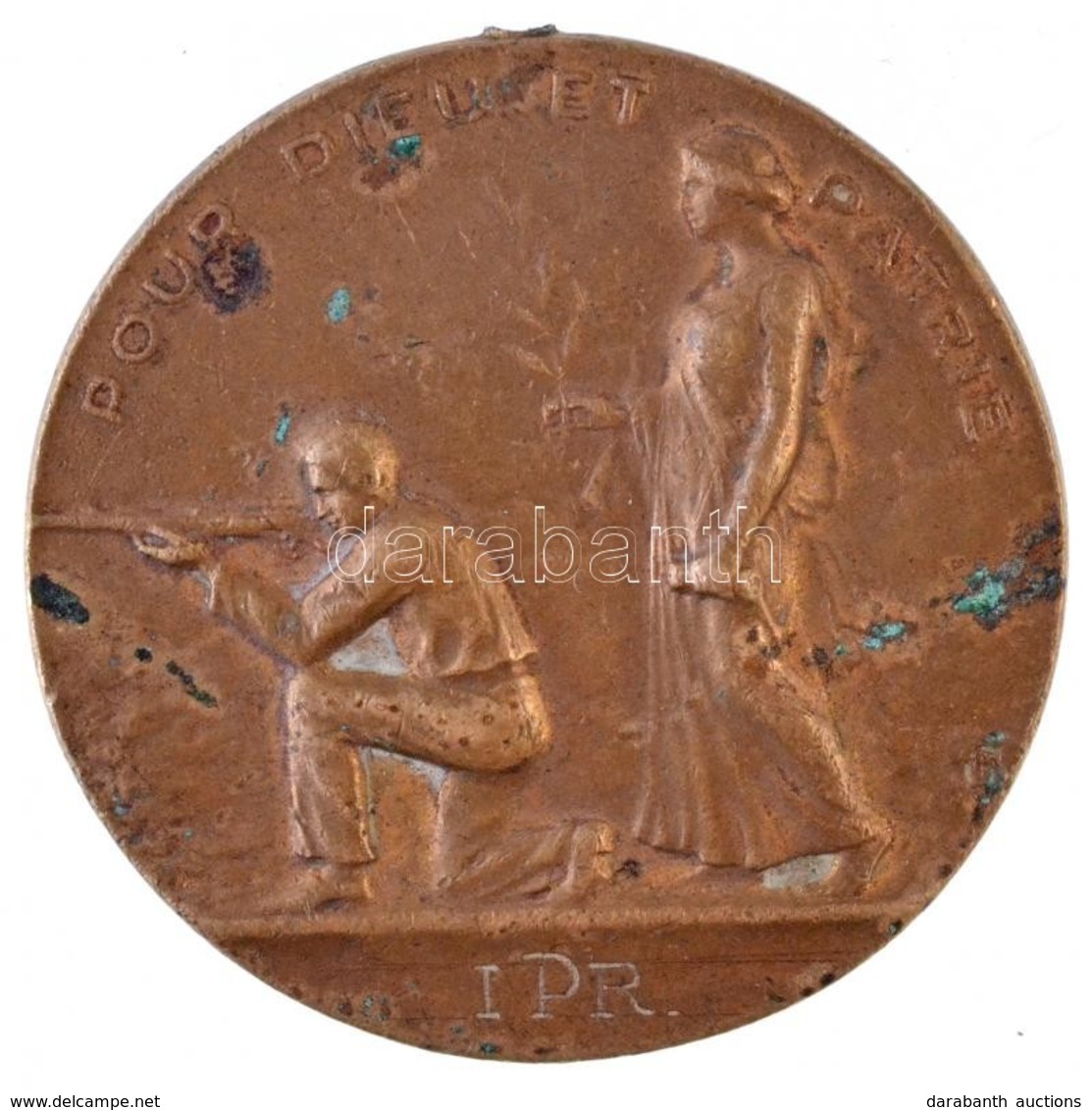 Franciaország 1926. 'Pour Dieu Et Patrie (Istenért és Hazáért)' Fém Lövészeti Sportérem (40mm) T:2- Szennyeződés, Fülnyo - Zonder Classificatie