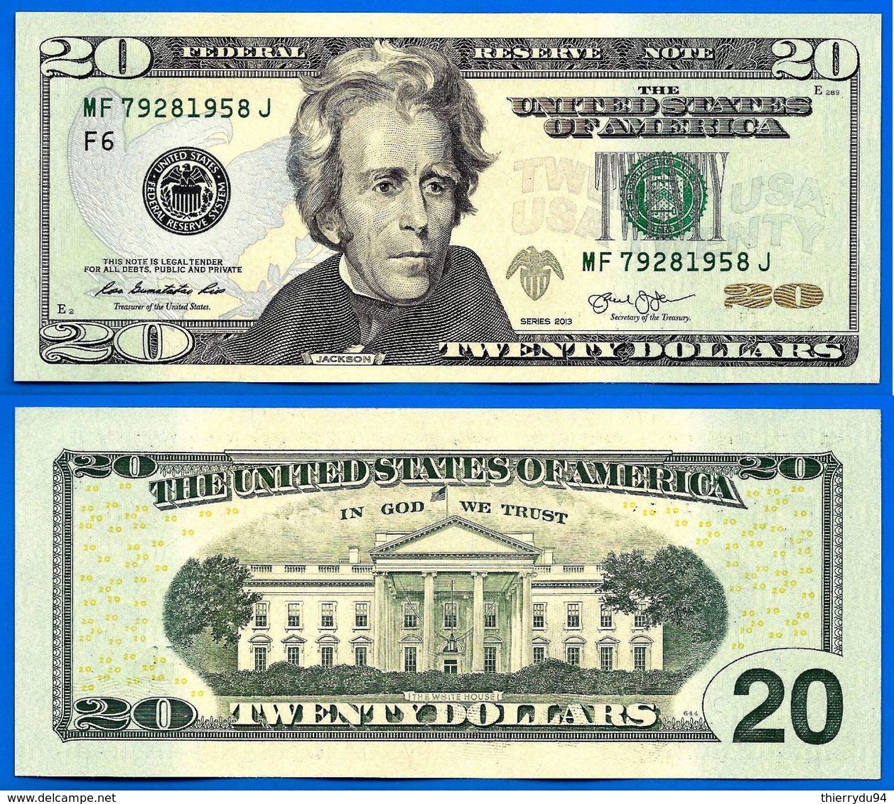 USA 20 Dollars 2013 Neuf UNC Mint Atlanta F6 Suffixe J Etats Unis United States Dollars US Paypal Skrill Bitcoin OK - United States Notes (1862-1923)