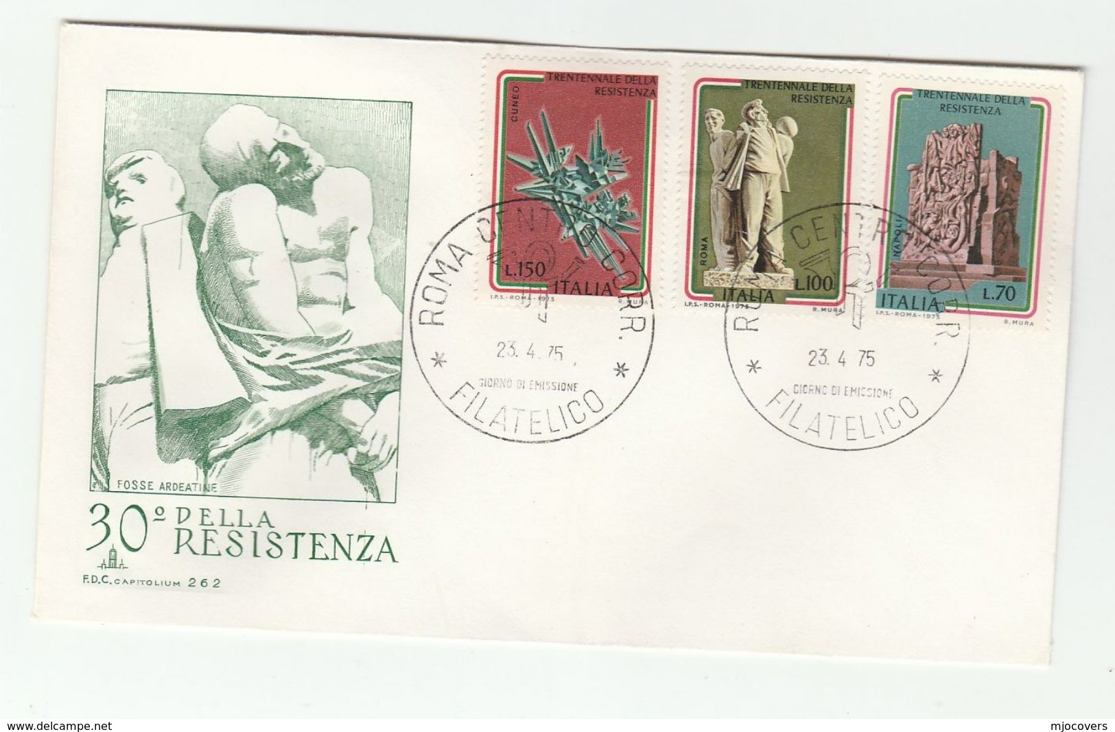 1975  ITALY FDC WWII RESISTENCE Stamps Cover - WW2
