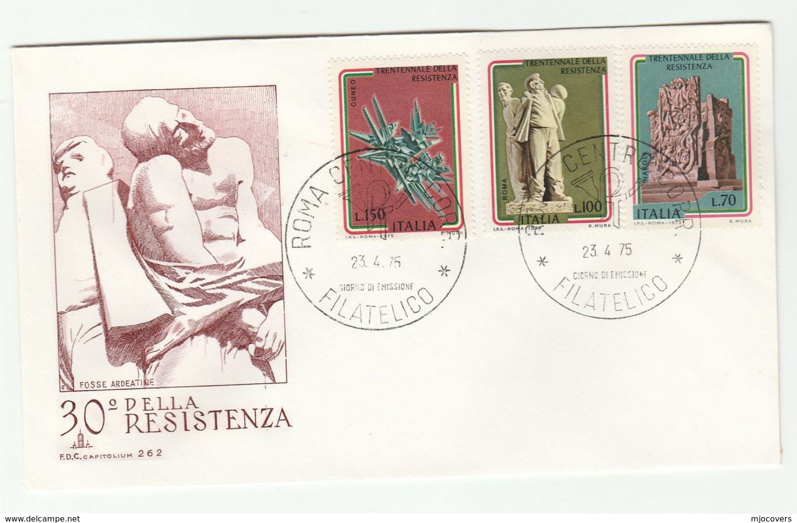 1975  ITALY FDC WWII RESISTENCE Stamps Cover - WW2