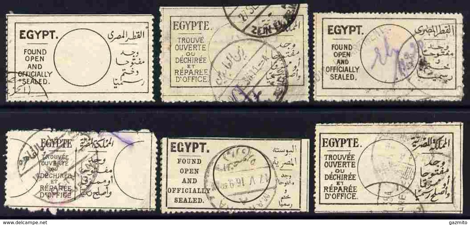 Egypt 1908-31, Found Open & Officially Sealed Labels Used Seln Of 6 Different Types (2, 3, 4, 6, 7 & 8) Scarce - Servizio