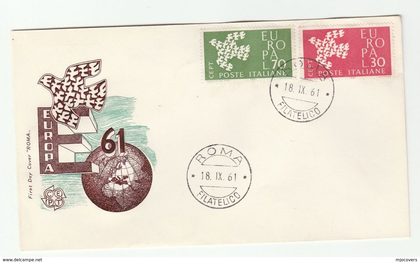 1961 ITALY FDC EUROPA Stamps  Cover - 1961