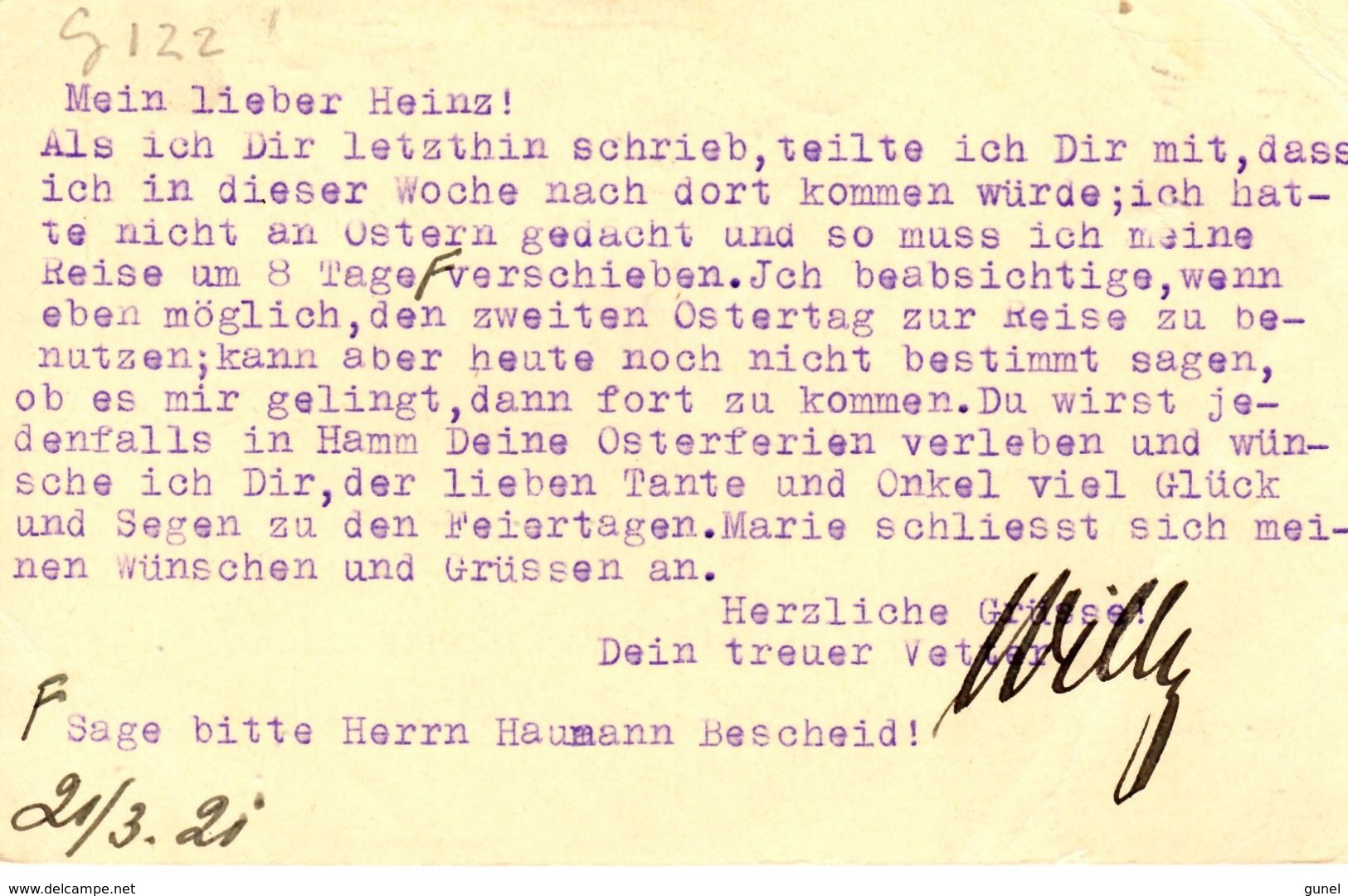 1921 Bk G122 Met Bijfrankering Van 'sGravenhage Naar Charlottenburg - Postal Stationery