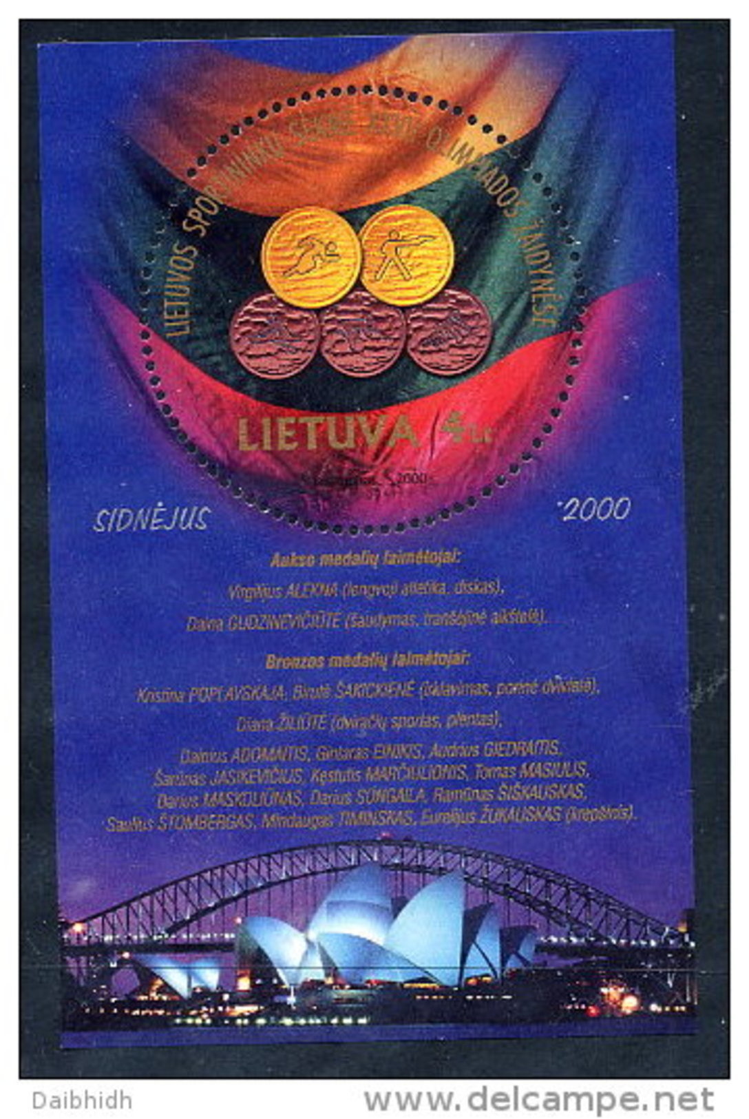 LITHUANIA 2000 Olympic Medals Block MNH / **.  Michel Block 21 - Lithuania