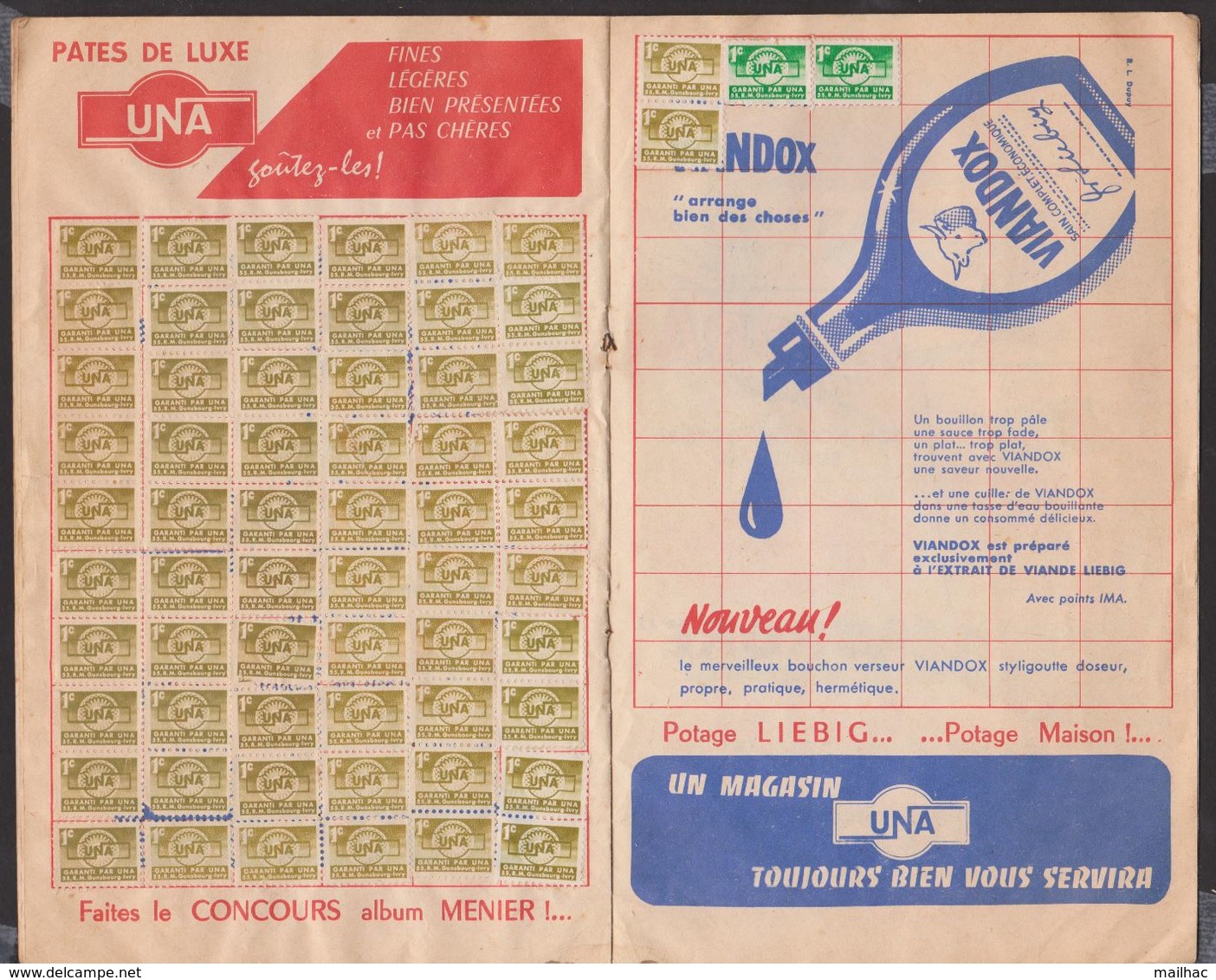 CARNET D'ESCOMPTE UNA - 12 Pages - Vignettes 1F Et 1c - Voir Scans - Alimentos