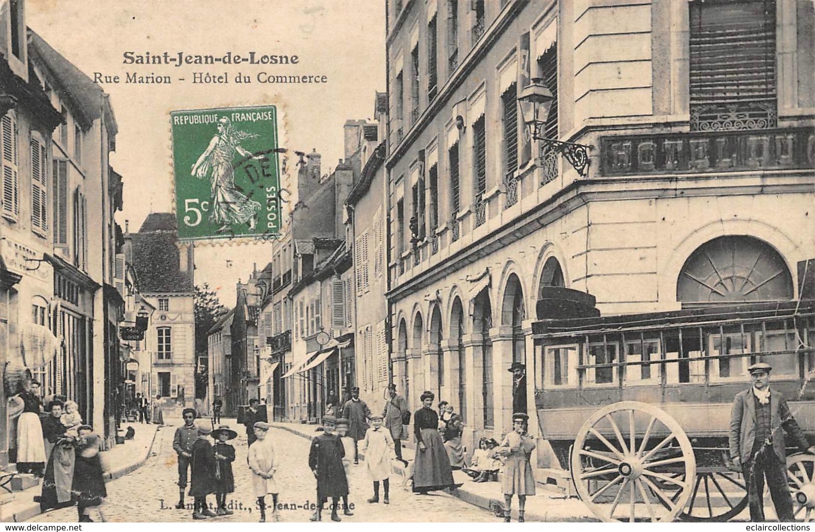 Saint Jean De Losne     21      Rue Marion Hôtel Du Commerce          (Petite Déchirure Voir Scan) - Altri & Non Classificati