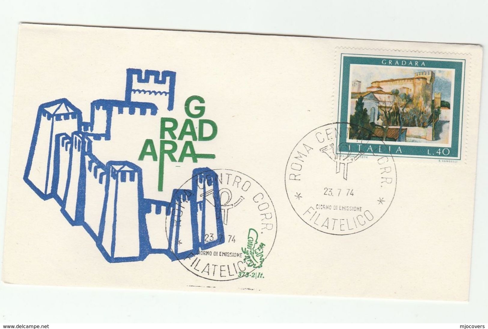 1974 ITALY FDC  GRADARA CASTLE Stamps Cover - Châteaux
