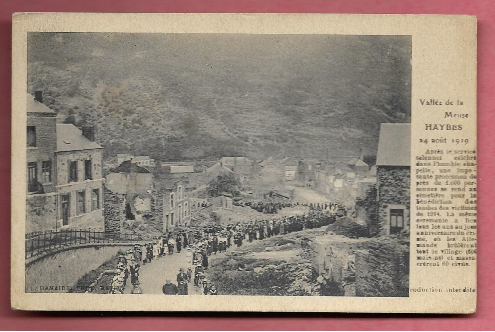 HAYBES - Procession De 1000 Personnes Le 14 Août 1919 - Autres & Non Classés