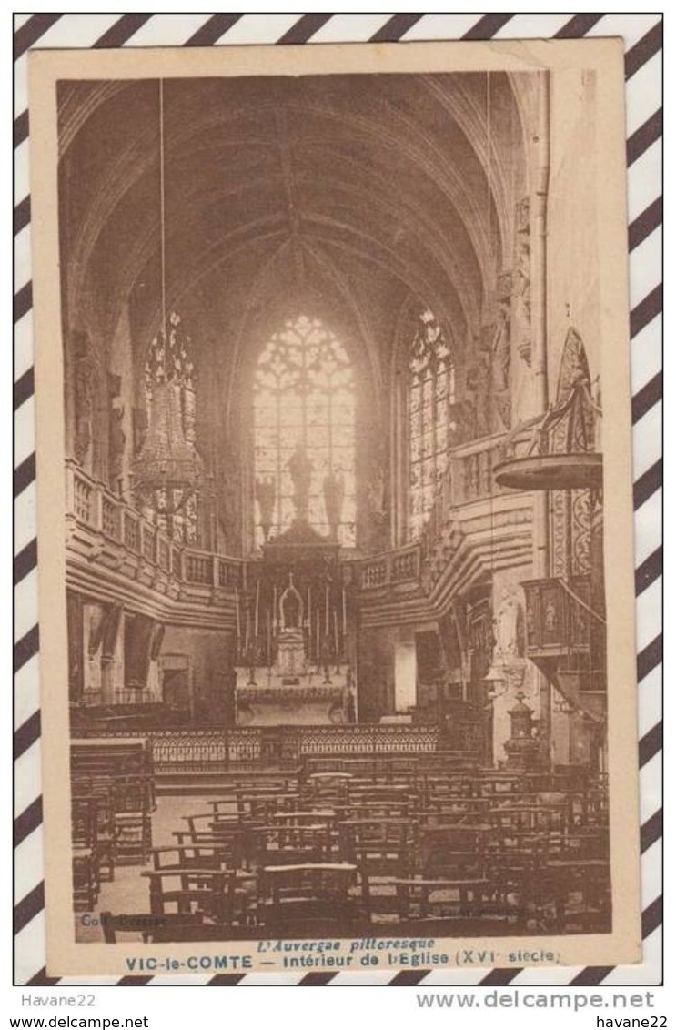 3AB1106 - VIC LE COMTE - Intérieur De L' Eglise   2 SCANS - Vic Le Comte