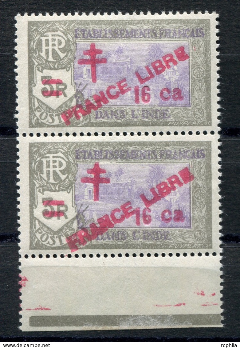 RC 6740 - INDE FRANÇAISE 209 VARIÉTÉ "P"RANCE A  FRANCE LIBRE TENANT A NORMAL NEUF ** - Unused Stamps