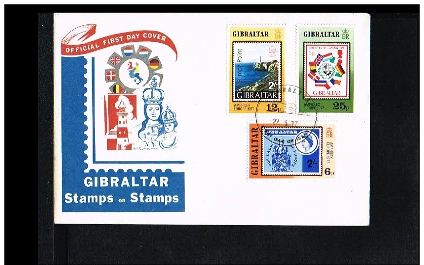 1977 - Europe Sympathy FDC Gibraltar Mi.364-66 - Amphilex 77 [JP001] - 1977