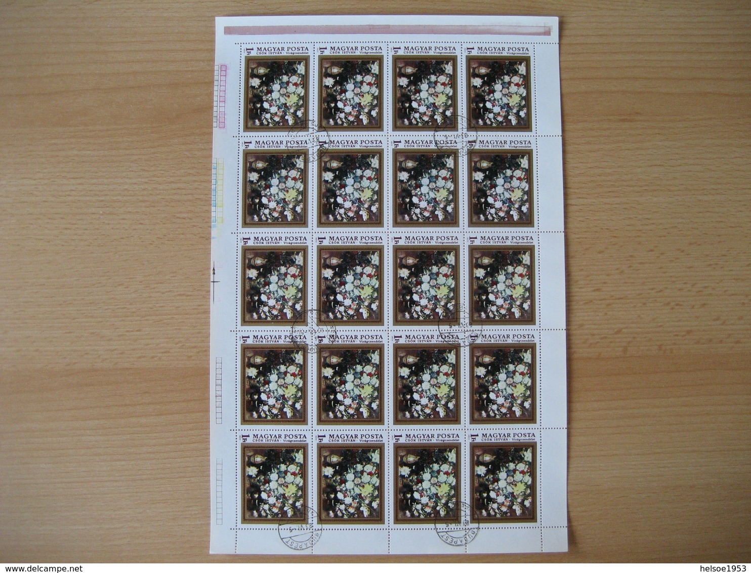 Ungarn 1977- Blumengemälde, Mi. Nr. 3194A Gestempelt - Full Sheets & Multiples