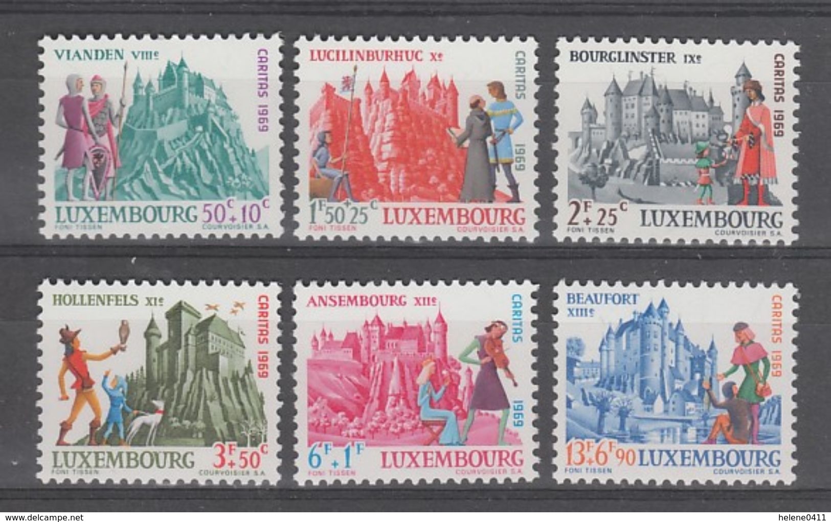 SERIE NEUVE DU LUXEMBOURG - DEMEURES FEODALES (CARITAS 1969) N° Y&T 748 A 753 - Castles