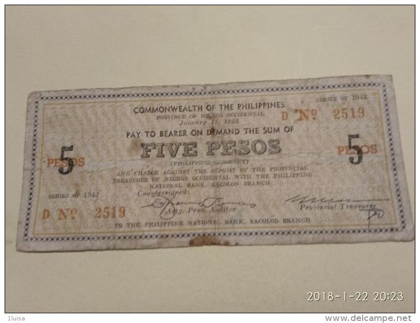 5 Pesos 1942 - Filippine