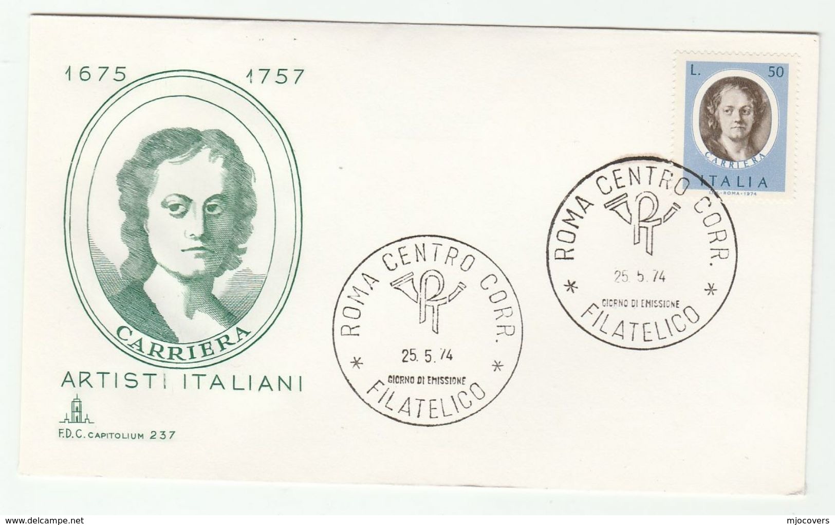 1974 ITALY FDC CARRIERA Art  Stamps Cover - Other & Unclassified