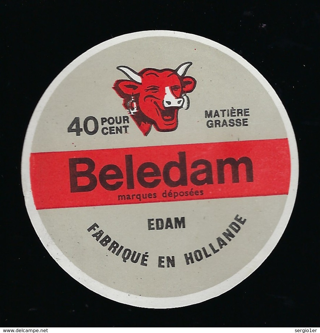 Ancienne Etiquette Fromage  Beledam "LaVache Qui Rit" Edam Fabriqué En Hollande - Cheese