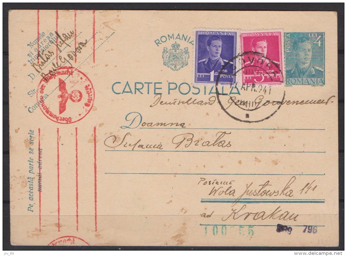 Entier Postal De Roumanie  Envoyé De Govora(1941) - Ganzsachen