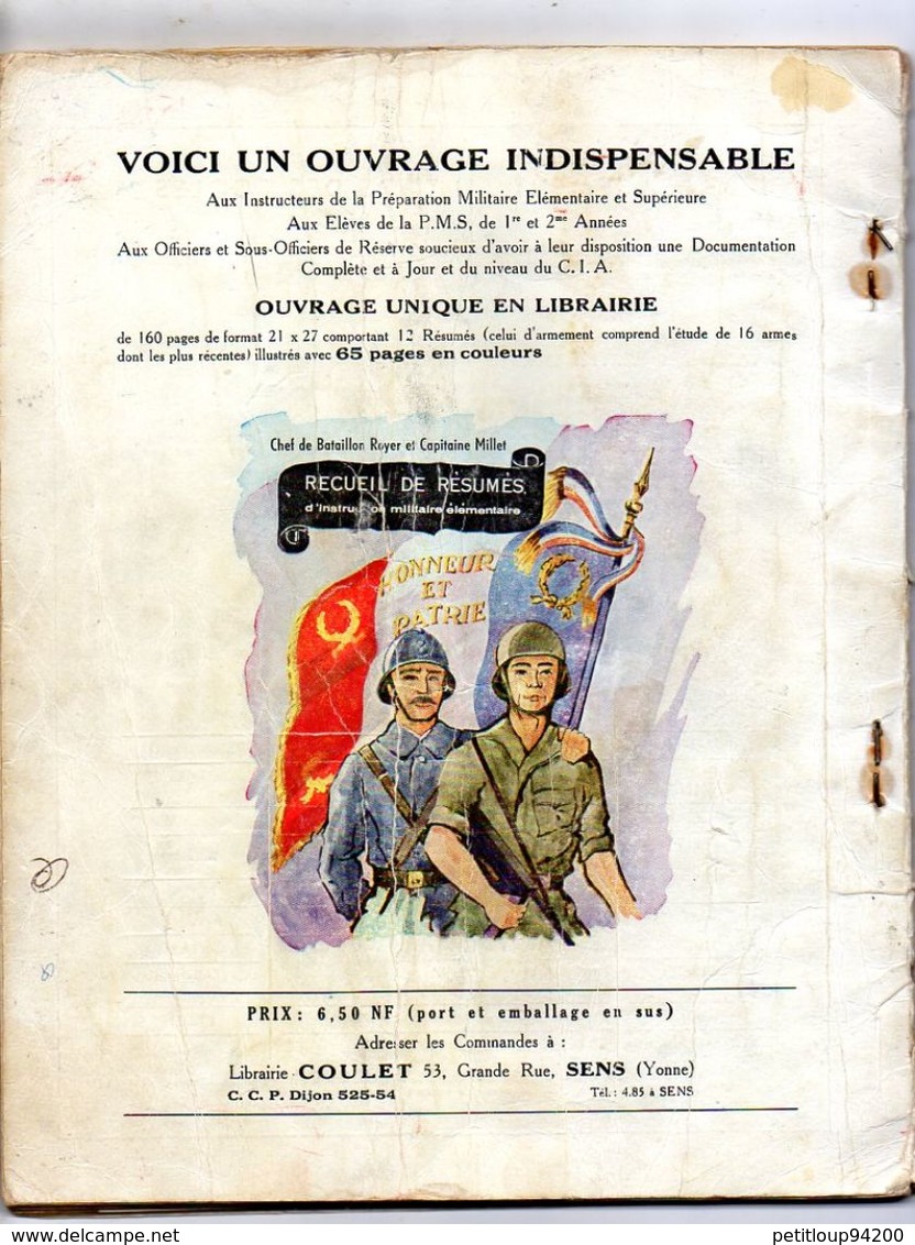 RECUEIL DE PREPARATION MILITAIRE  Capitaine Millet  SENS Yonne  ANNEE 1961 - France